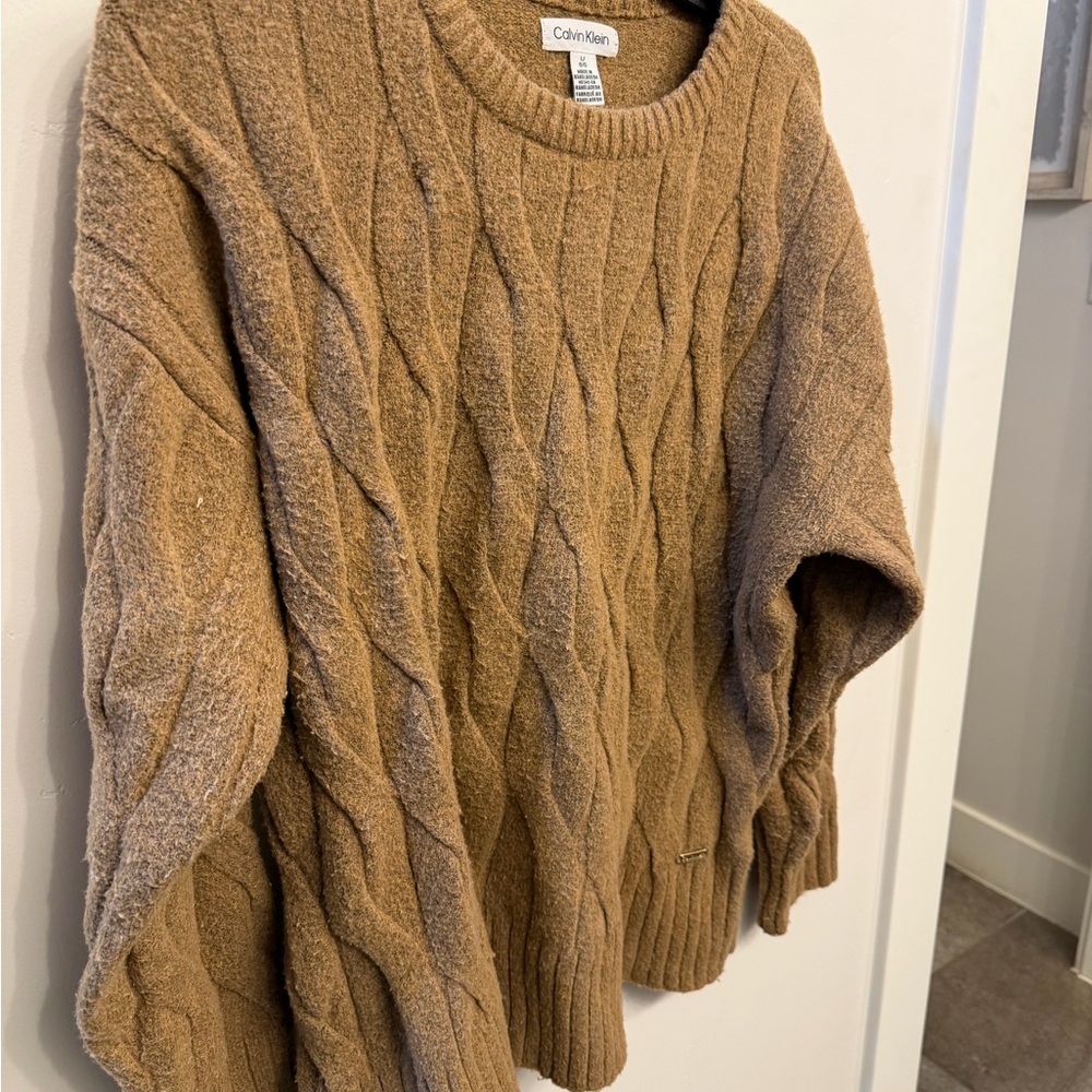 Calvin Klein Women's Tan Cable Knit Sweater